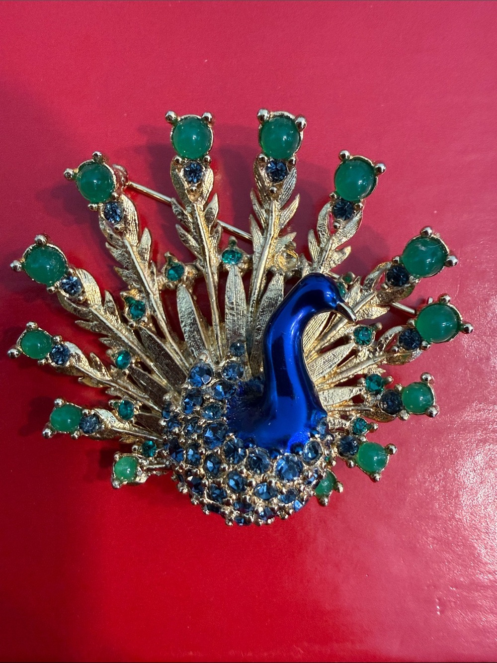 Vintage-Peacock MARCEL BOUCHER Blue and Green Peacock Brooch